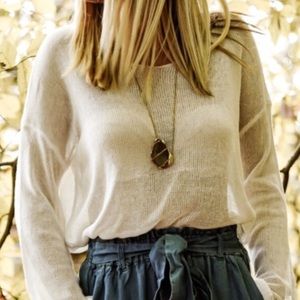 White Distresses Slub Knit Sweater